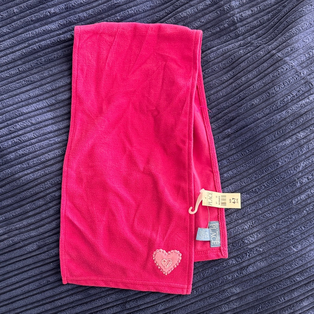 NWT The Children’s Place Pink Heart Embroidered Scarf